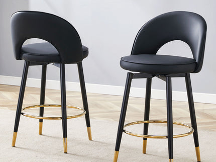 Modern Upholstered 360° Rotatable Bar Chair With Metal Legs For Dining Room (Set of 2)