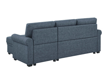 Blend Upholstered Sleeper Sofa With Reversible Chaise And Tufted Back - Dark Blue