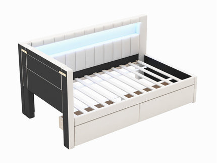Upholstered Platform Bed With USB Ports And LED Belt