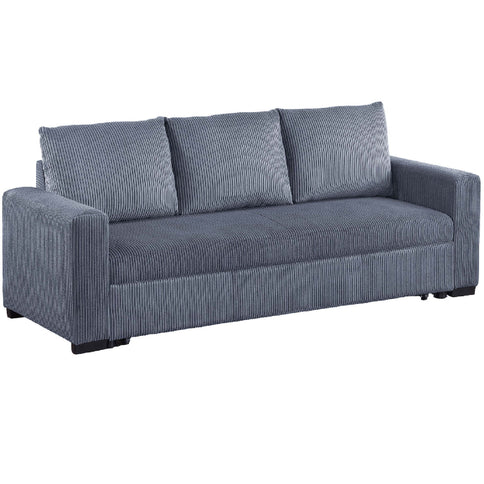 Convertible Sleeper Sofa With Pull Out Bed, Upholstery, Square Arms - Dark Gray