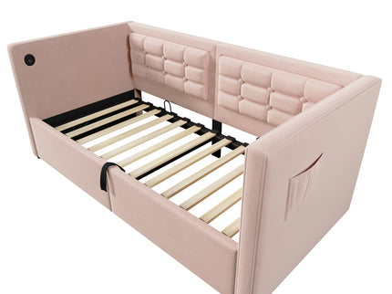 Upholstered Hydraulic Storage Daybed With USB & Type C Charging