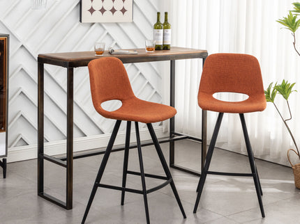 Porth - 28.25" Fabric Kitchen Counter Height Stools (Set of 2) - Orange