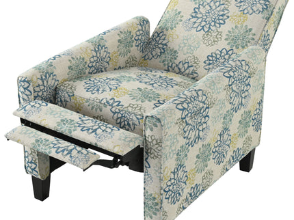 Upholstered Push Back Recliner Chair For Living Room - Blue