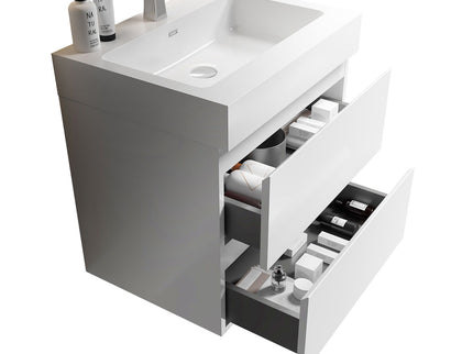 Alice - Bathroom Vanity With Large Storage, Sink Wall Mounted Floating Bathroom Vanity For Modern Bathroom, One-Piece Sink Basin Without Drain And Faucet