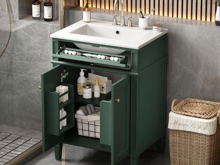 Bathroom Vanity With 2 Doors And Tip Out Drawer, Soft Closing Hinges