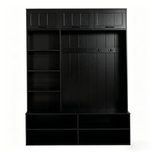 Farmhouse Hall Tree & Bench And Shoe Storage
