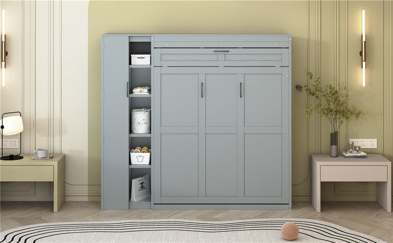 Murphy Wall Bed With Shelves, Wardrobe And LED Lights