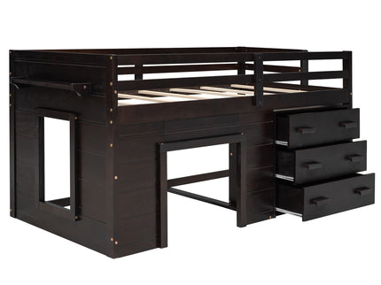 Loft Bed With Cabinet And Shelf