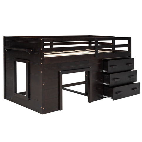 Loft Bed With Cabinet And Shelf