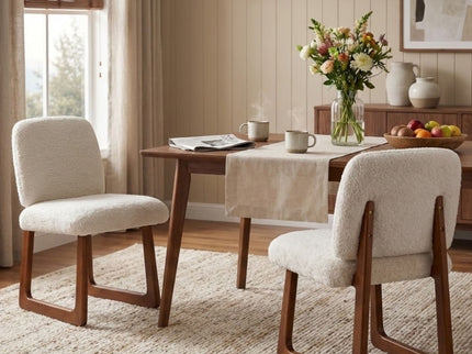 Dining Chair With Curved Legs (Set of 2) - Beige / Brown