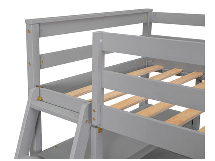 Modern Loft Bed With Built In Desk, Shelves, And 2 Drawers