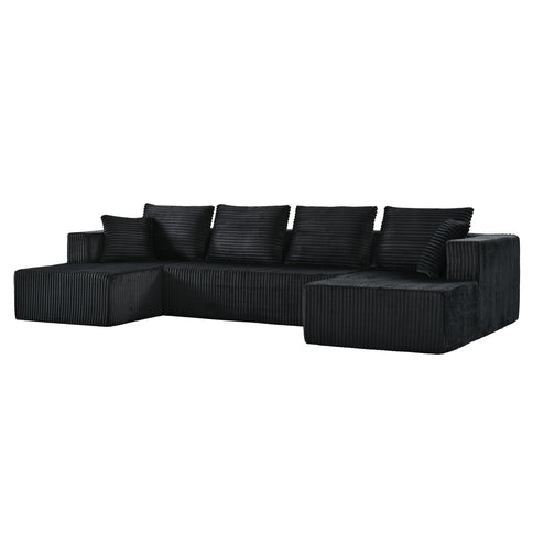 U-Shaped Modular Sectional Sofa With Double Chaise, Oversized Deep Seat For Living Room