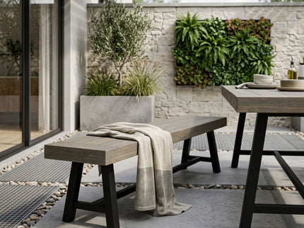 Outdoor Patio Bench - Gray / Rustic Metal