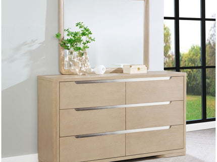 Mirador - 6 Drawer Dresser And Mirror Set - Light Oak