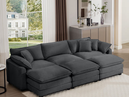 Modular Oversized Cushion Sofa With Ottoman, Low Back, Deep Seating Sofa Set