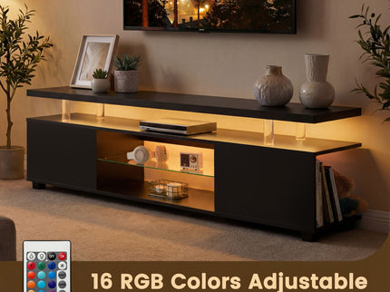 TV Stant With LED And Large Side Cabinet