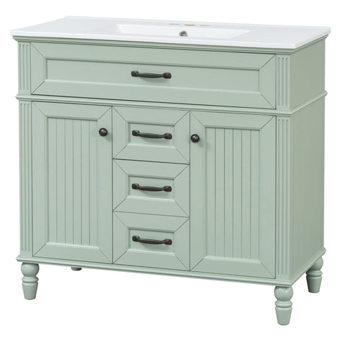 Bathroom Vanity With Sink, Flip-Out Top Drawer, Soft Close Doors, 2 Storage Drawers