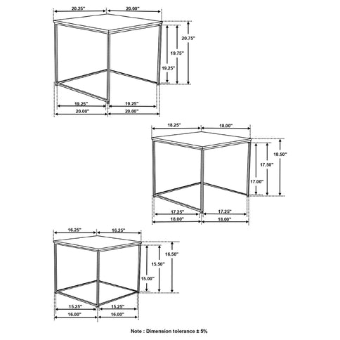 3 Piece Nesting Design Table Set - Brown