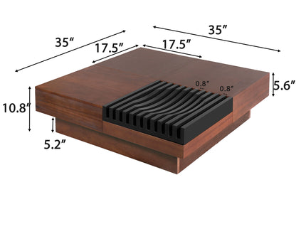Italian Retro Inspired Acacia Wood Storage Coffee Table - Brown / Black