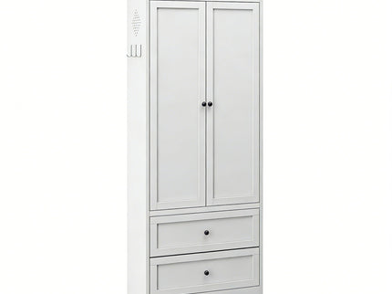 Pantry Cabinet With 2 Drawers, Adjustable Shelves, Freestanding Kitchen Storage Organizer - White