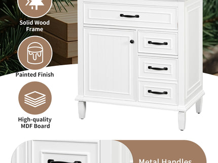 Bathroom Vanity With Sink Top, Flip Drawers, Adjustable Shelf
