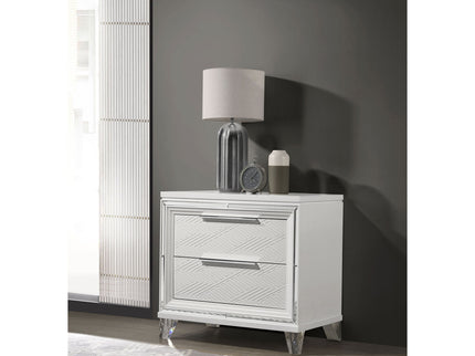 2 Drawer Nightstand With Accents - White