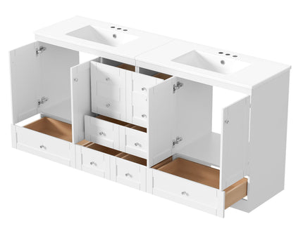 Shaker Free Standing Bathroom Vanity Cabinet & Sink, Soft Close Drawers, Soft Close Doors