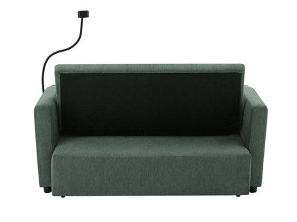 Convertible Sofa Bed Loveseat Sofa With Three USB Ports, Two Side Pockets, Two Cup Holders And 360° swivel Phone Holder For Living Room