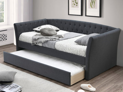 Daybed With Trundle Button Tufted Slat Included - Charcoal