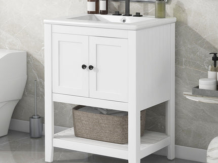 Modern Bathroom Vanity With Sink And Open Shelf