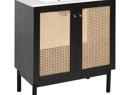 Bathroom Vanity With Soft Closing Mechanism - Black