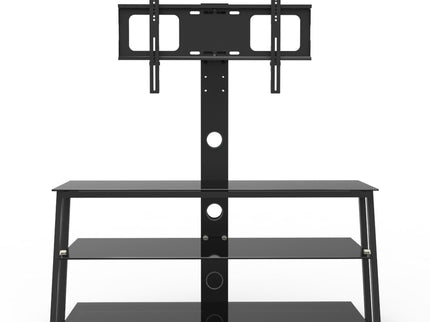 Multi-Function Angle And Height Adjustable Tempered Glass TV Stand - Black