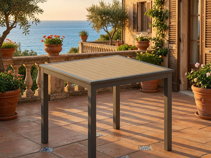 Outdoor Square Patio Slatted Dining Table - Gray