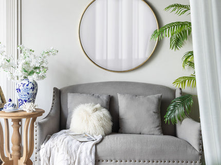 Large Round Wall Mirror With Metal Frame, Circle Accent Mirror For Living Room Bedroom Entryway - Gold