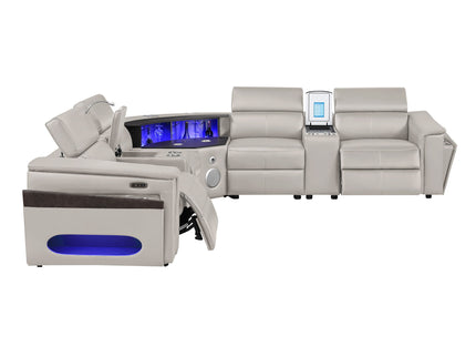 Nova - Sectional With Bluetooth Speaker, LED And Lifting Wine Cabinet