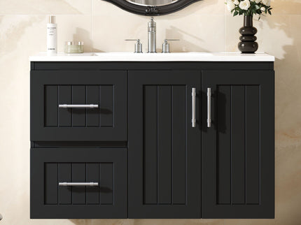 Wall Mounted Bathroom Vanity & Sink, 2 Drawers
