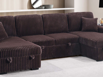 Convertible Sectional Upholstered Sleeper Sofa With Storage Chaise