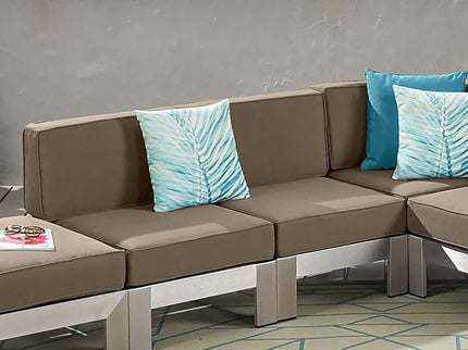 Outdoor Aluminum Armless Chair With Cushion - Silver