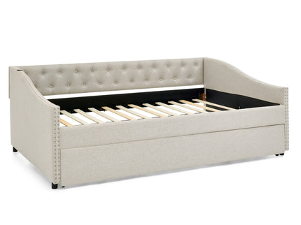 Upholstered Daybed With USB Charging & Pull Out Bed