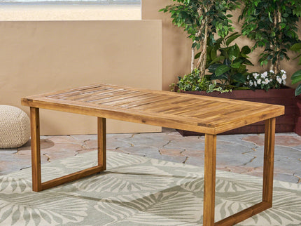 Outdoor Acacia Wood Dining Table, Sandblast Finish