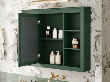 Wall Mounted Medicine Cabinet With Mirror, Storage Cabinet Featuring 6 Open Shelves And Adjustable Interior