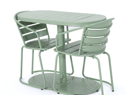 3 Piece Elegant Outdoor Bistro Set With 2 Chairs And Oval Table