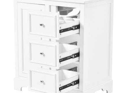 Bathroom Vanity Cabinet With Ceramic Basin, 3 Drawers And Adjustable Shelves
