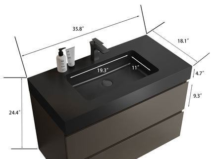 Alice - Bathroom Vanity With Sink, Wall Mounted, Floating