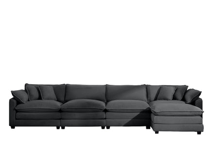 Modular Oversized Cushion Sofa With Ottoman, Low Back, Deep Seating Sofa Set