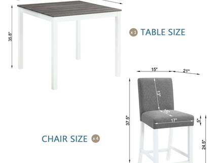 5 Piece Counter Height Table Set With 4 Chairs