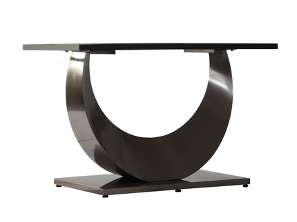 70.87" Modern Artificial Stone Crescent-Shaped Metal Legs, Can Accommodate 6-8 People - White / Black