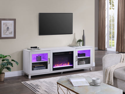 Summit - TV Stand Console With Fireplace - White Walnut Finish