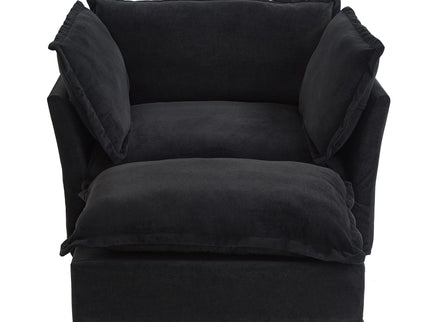 Modern Cozy Upholstered Armchair Sofa With Movable Ottoman