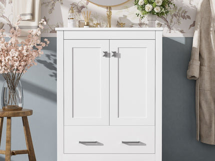 Bathroom Vanity With Integrated Undermount Ceramic Sink, 2 Doors And 1 Drawer, Soft Close Hinges